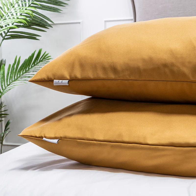 2- Pack Kussensloop Luna Uni - Okergeel