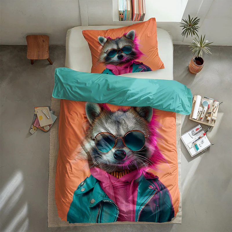 Dekbedovertrek Katoen - Animal Couture - Racoon - Image 2