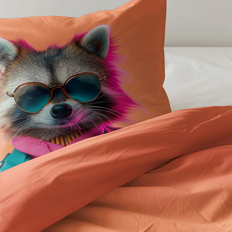 Dekbedovertrek Katoen - Animal Couture - Racoon - Image 3