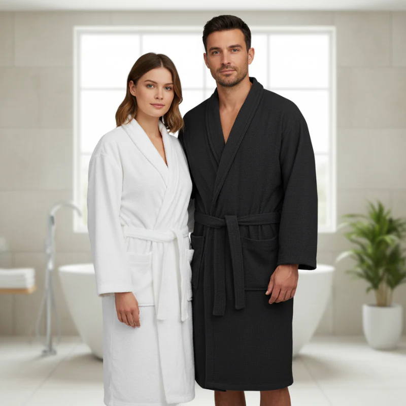 Luxe Badjas Bouclé - Zwart - Image 6