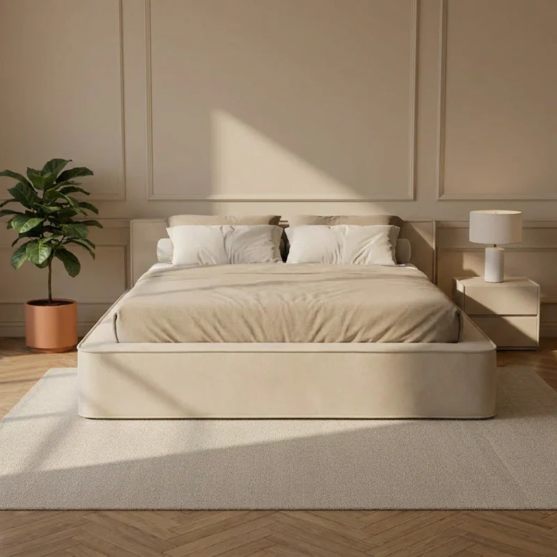 Boxspring met Opbergruimte Amour Tranquility - Velvet - Crème