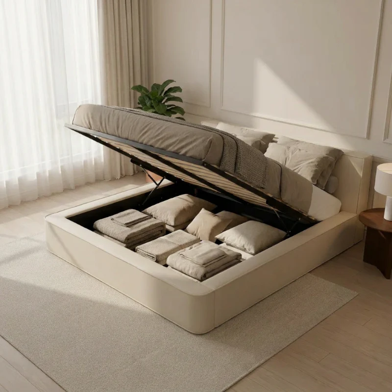 Boxspring met Opbergruimte Amour Tranquility - Velvet - Crème - Image 3