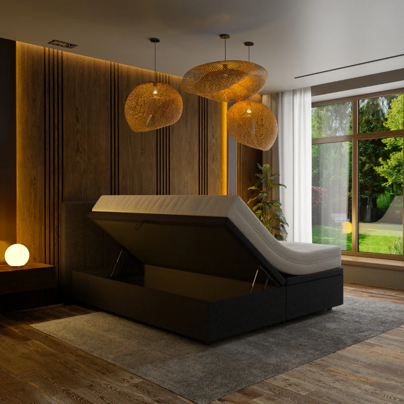 Boxspring met Opbergruimte Hotel Prestige - Zwart - Image 4