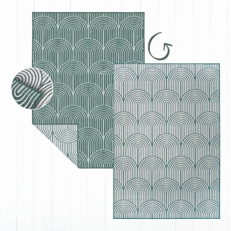 Buitenkleed Dubbelzijdig Flatweave - Groen - Image 5