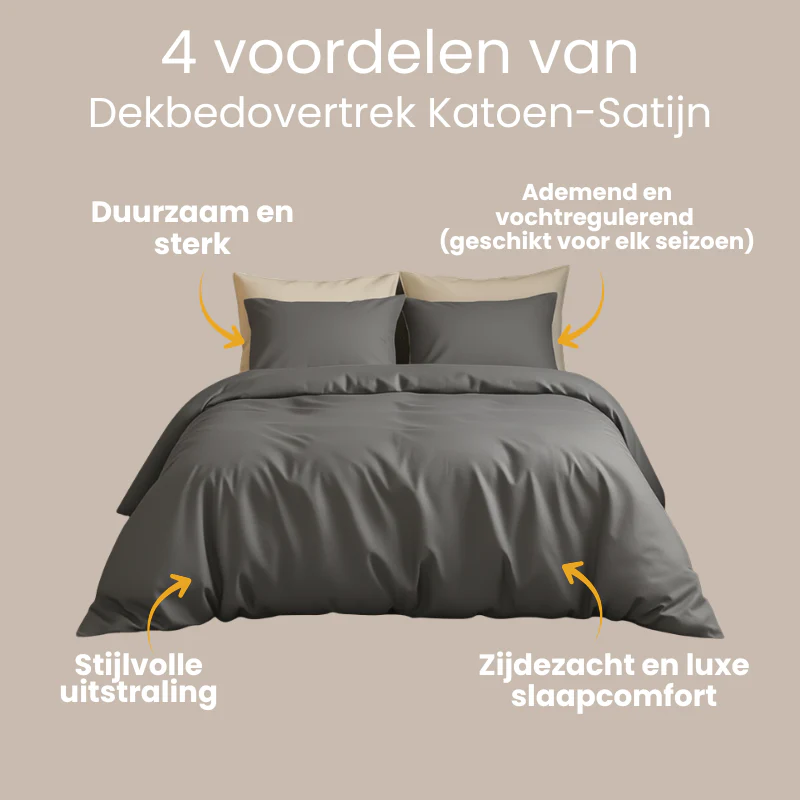Dekbedovertrek Katoen-Satijn Uni - Grijs - Image 2