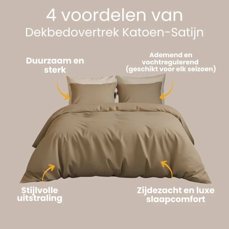 Dekbedovertrek Katoen-Satijn Uni - Taupe - Image 2