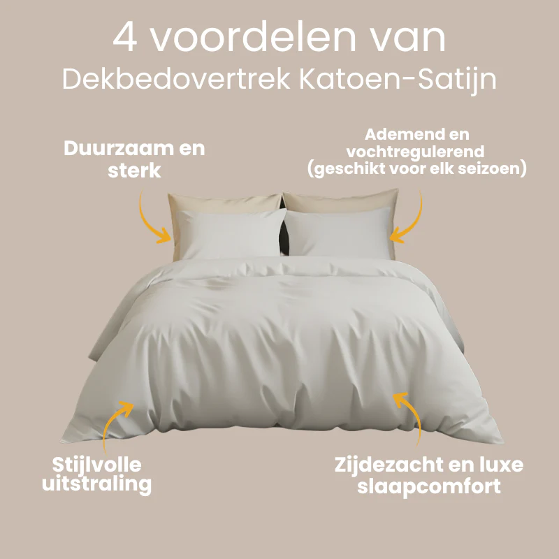 Dekbedovertrek Katoen-Satijn Uni - Wit - Image 2