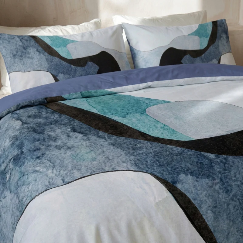 Dekbedovertrek Percale Katoen - Abstract Marble - Blauw - Image 3