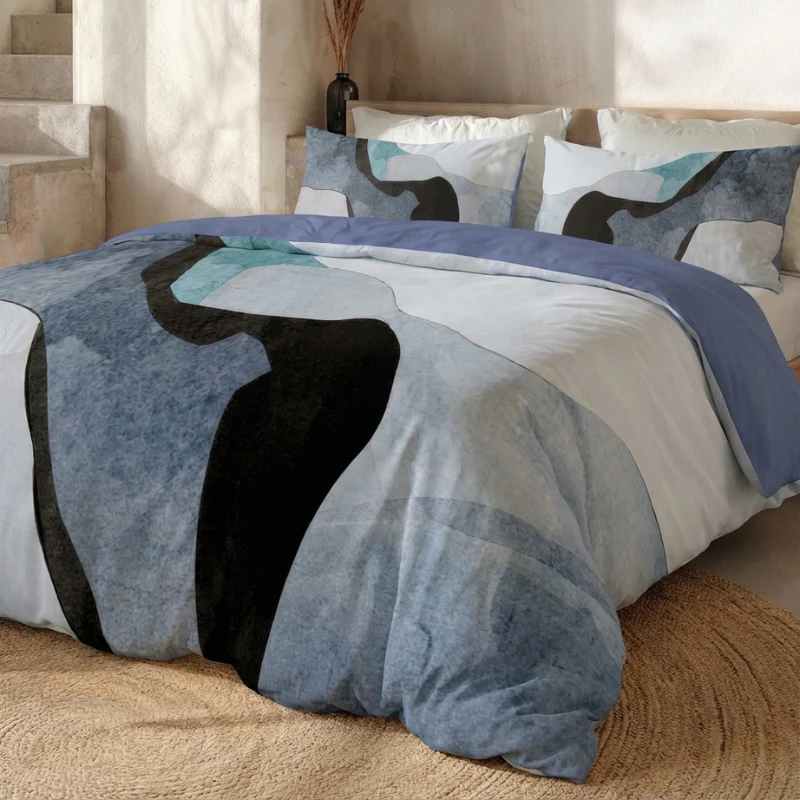 Dekbedovertrek Percale Katoen - Abstract Marble - Blauw - Image 4