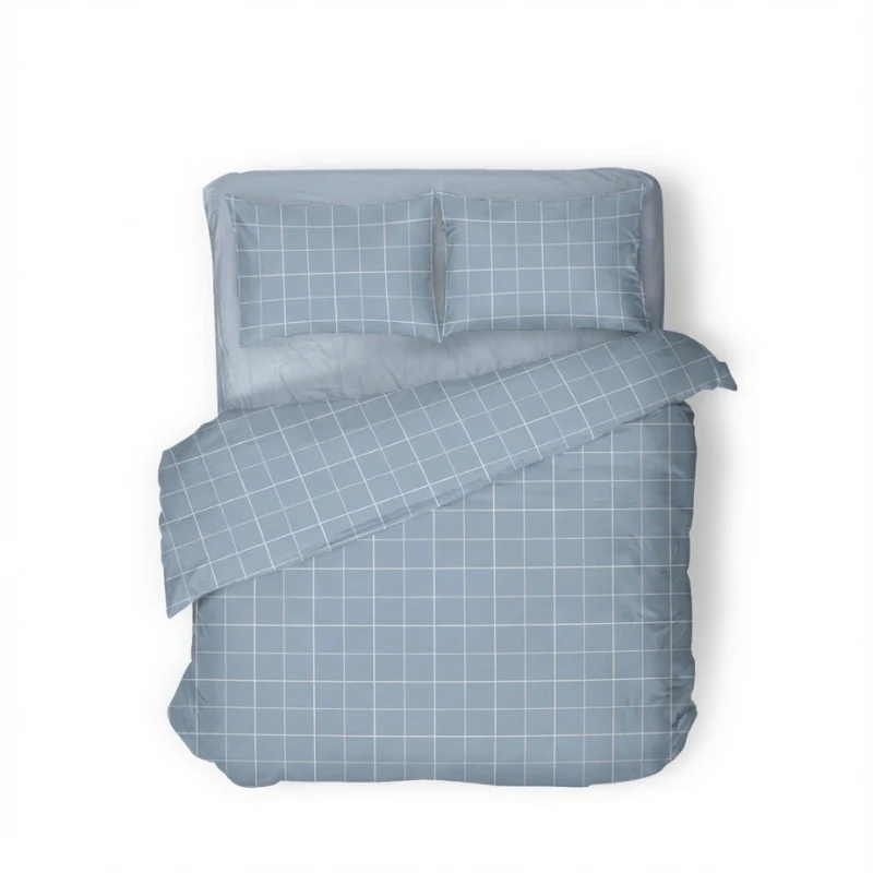 Dekbedovertrek Percale Katoen - Squared Blauw - Image 2