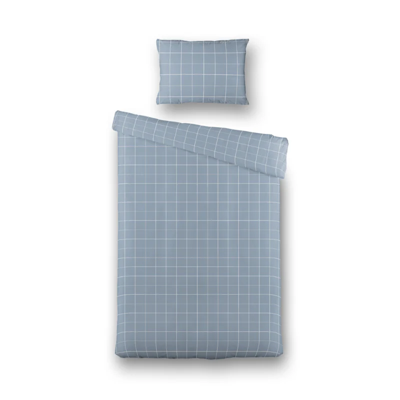 Dekbedovertrek Percale Katoen - Squared Blauw - Image 5
