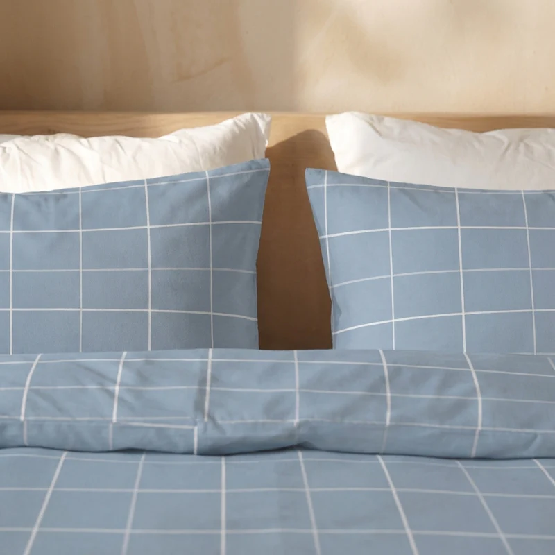 Dekbedovertrek Percale Katoen - Squared Blauw - Image 6