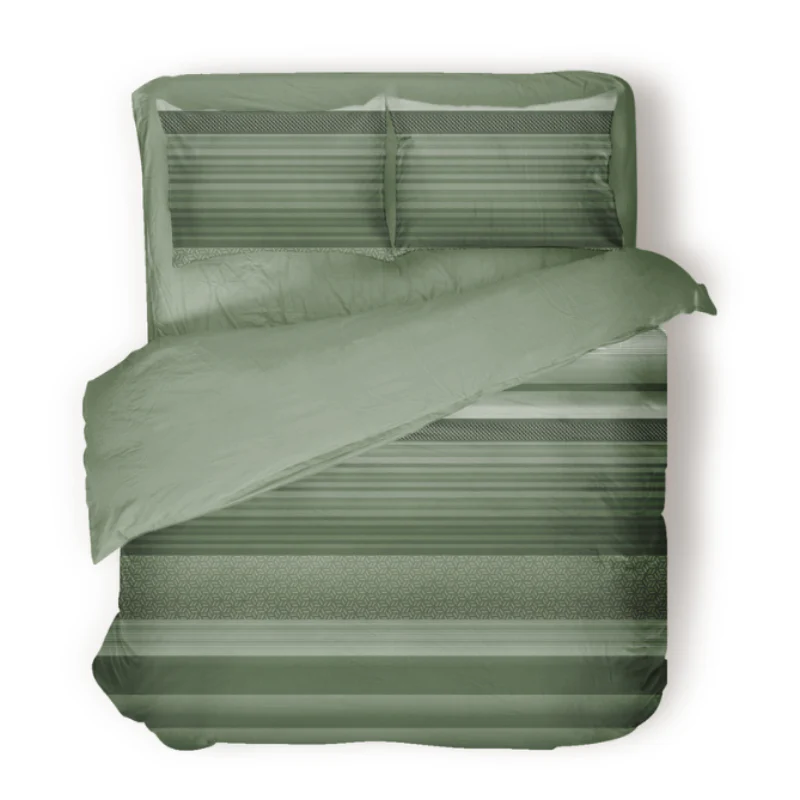 Dekbedovertrek Percale Katoen - Stripe Olive