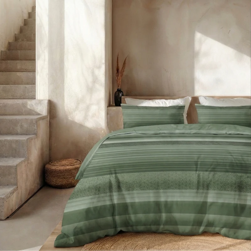 Dekbedovertrek Percale Katoen - Stripe Olive - Image 2