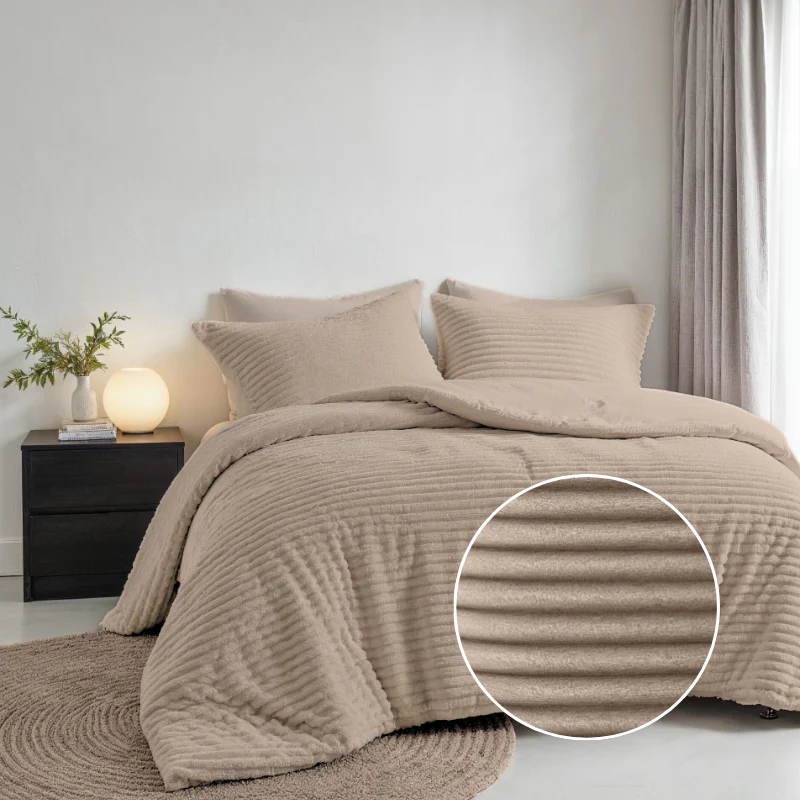 Dekbedovertrek Teddy Rib - Taupe