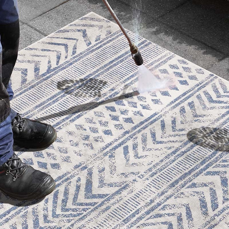 Dubbelzijdig Buitenkleed Biri - Blauw/Crème - Image 5