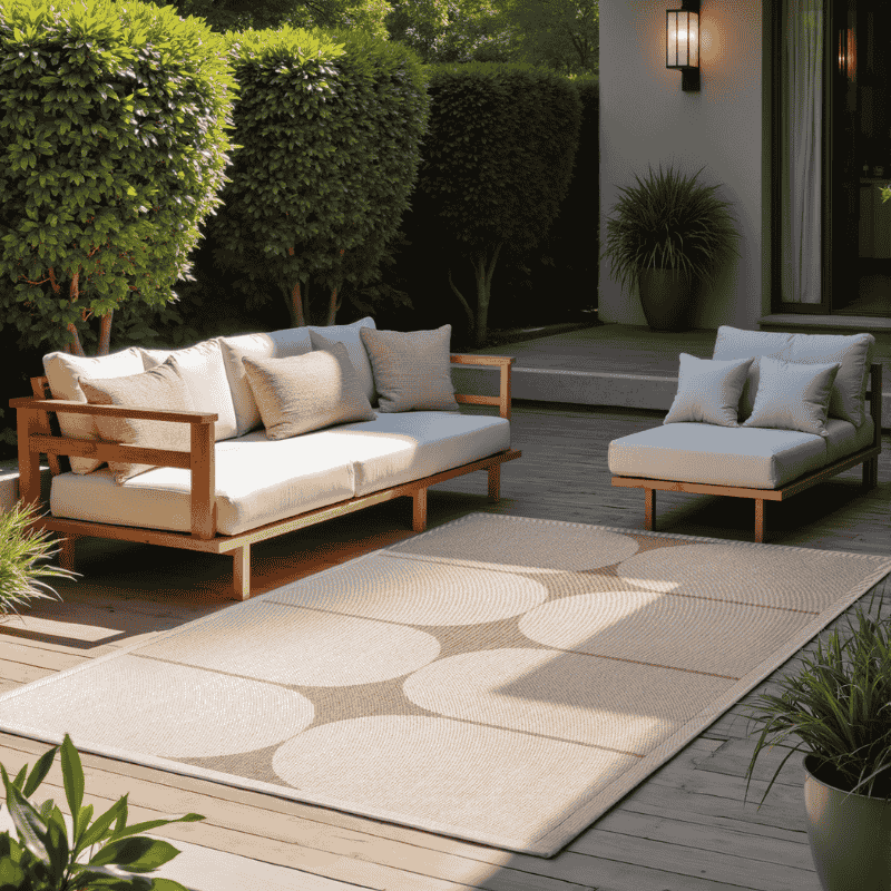 Dubbelzijdig Buitenkleed Bowen - Creme / Beige