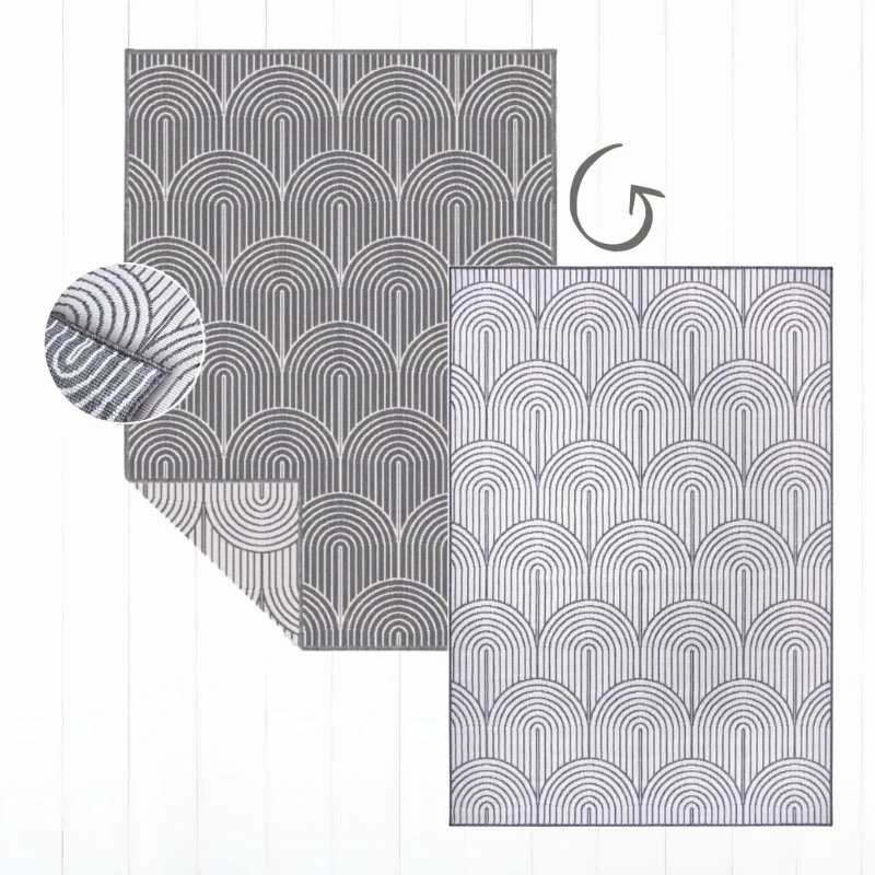 Dubbelzijdig Buitenkleed Flatweave - Zilver - Image 7
