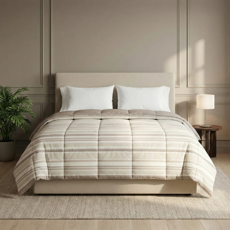 Easy Dekbed Zonder Overtrek - Horizontal Lines - Beige - Image 6