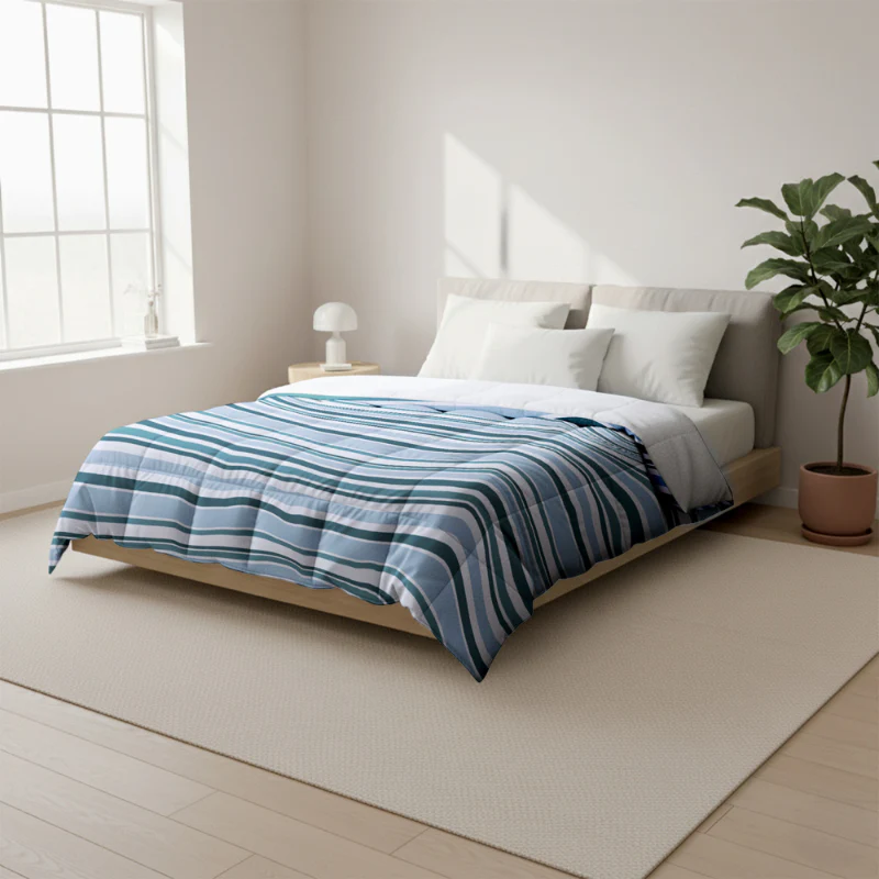 Easy Dekbed Zonder Overtrek - Horizontal Lines - Navy - Image 6