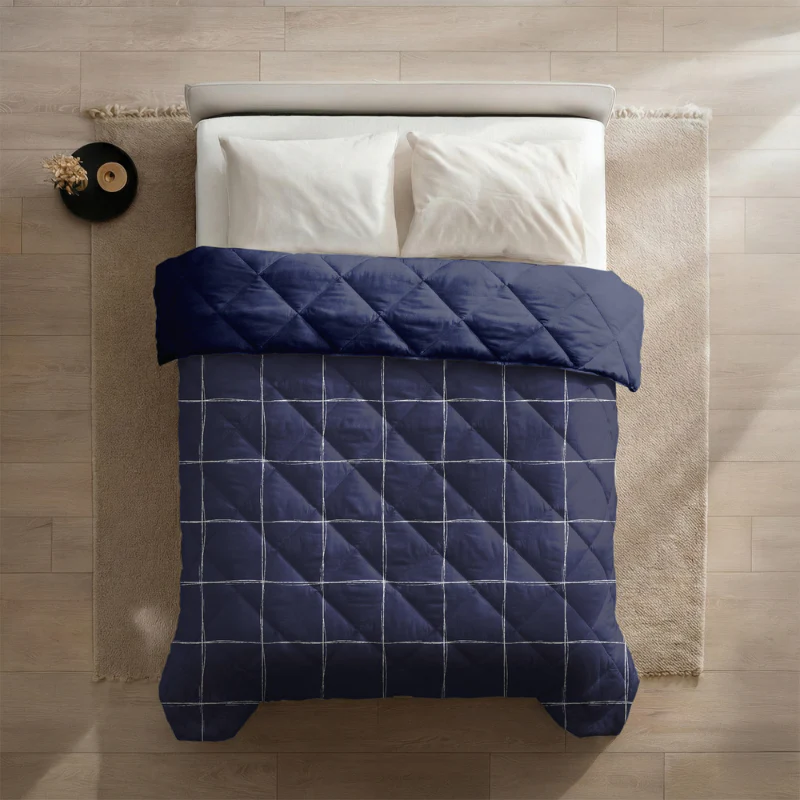 Easy Dekbed Zonder Overtrek - Scribble Squares - Navy - Image 10