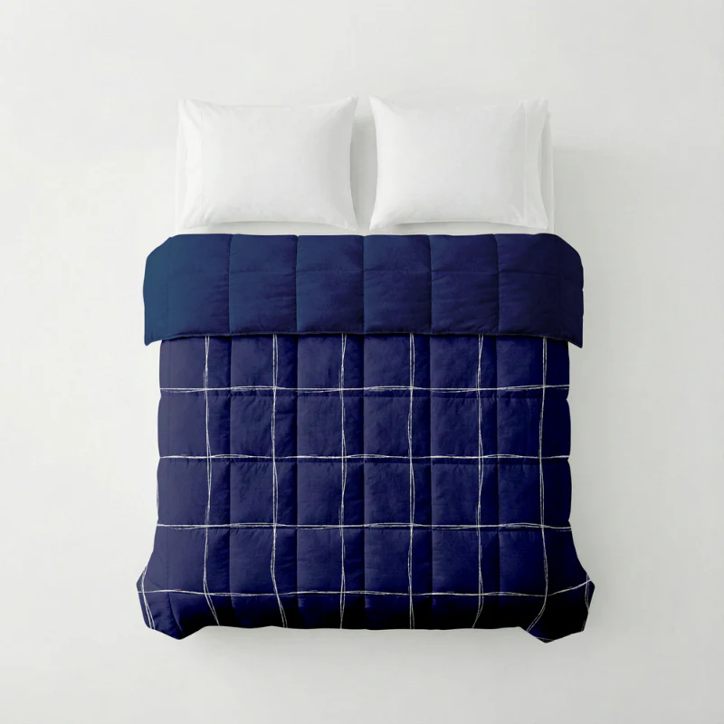 Easy Dekbed Zonder Overtrek - Scribble Squares - Navy - Image 3