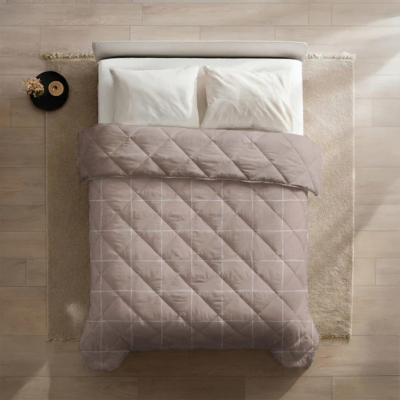 Easy Dekbed Zonder Overtrek - Scribble Squares - Taupe - Image 10