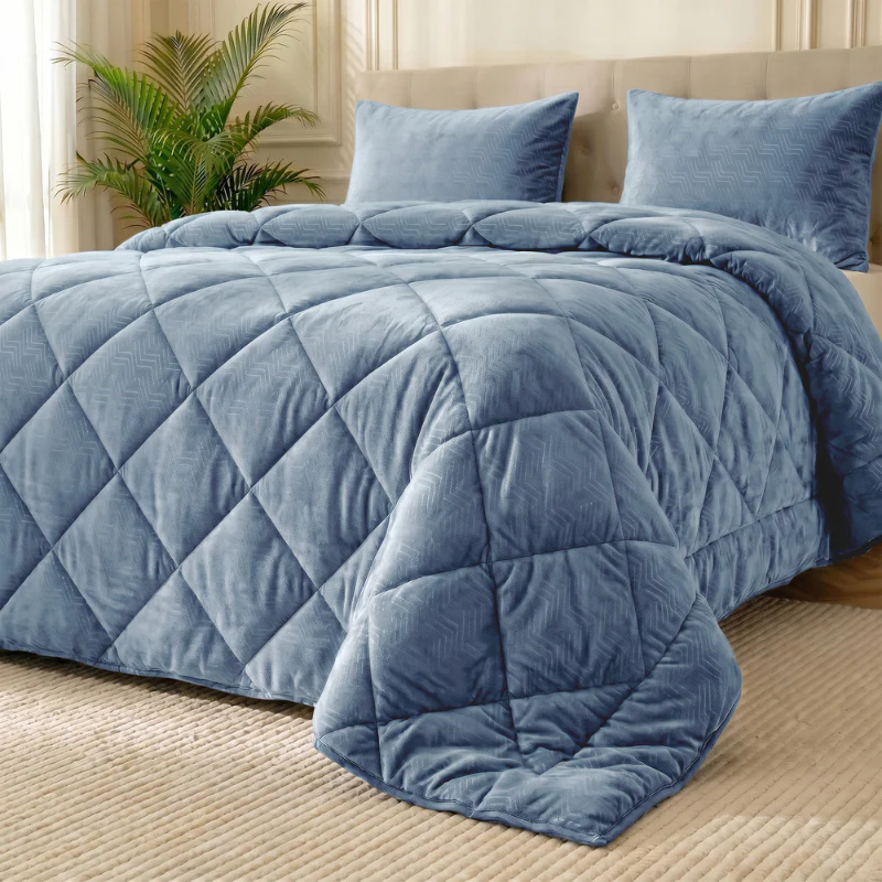 Easy Dekbed Zonder Overtrek Velvet Japandi - Blauw - Image 4