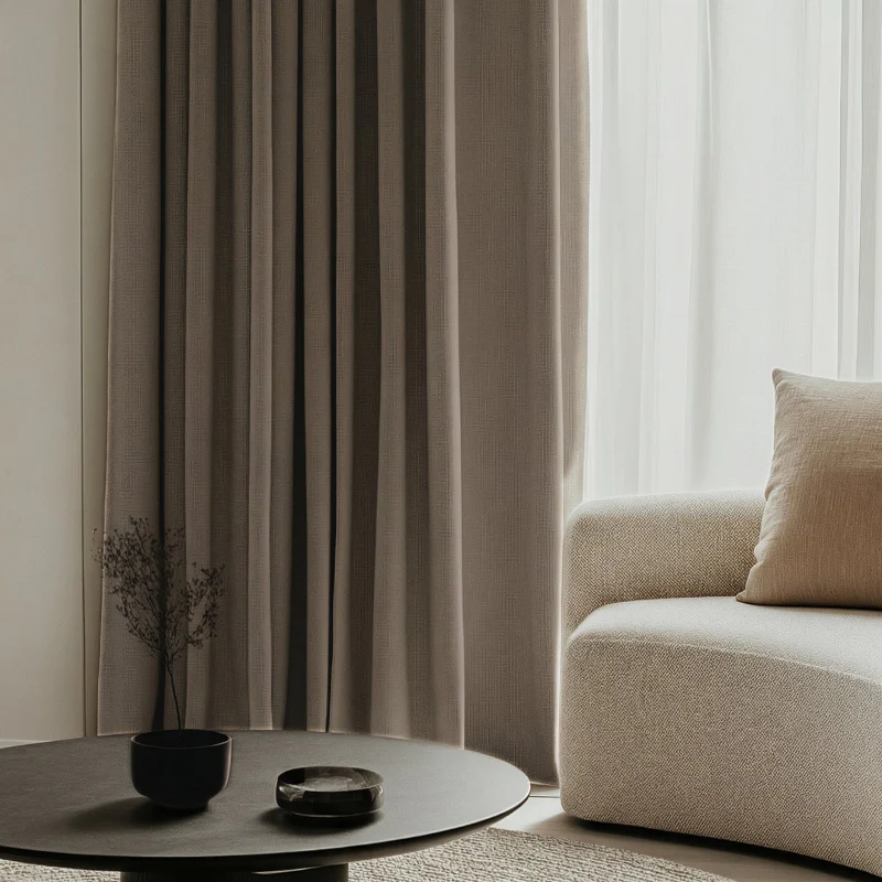 Gordijnen met Linnen Look - Haken of Ringen - Taupe - Image 3