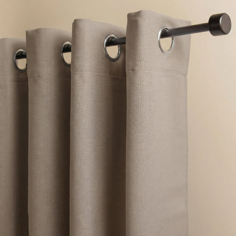 Gordijnen met Linnen Look - Haken of Ringen - Taupe - Image 4