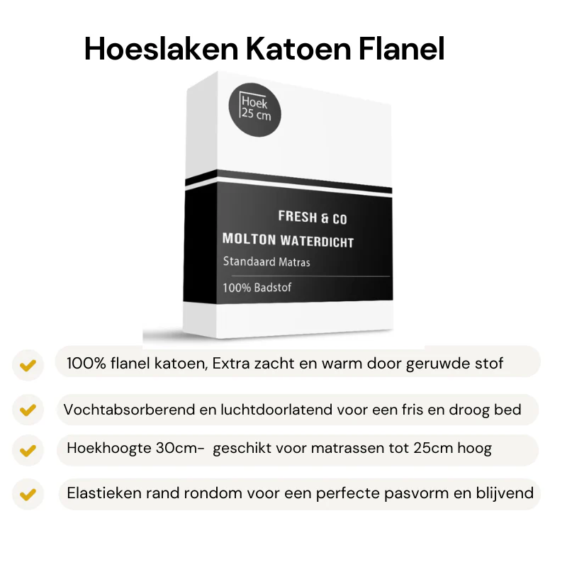 Hoeslaken Katoen Flanel - Wit - Image 5