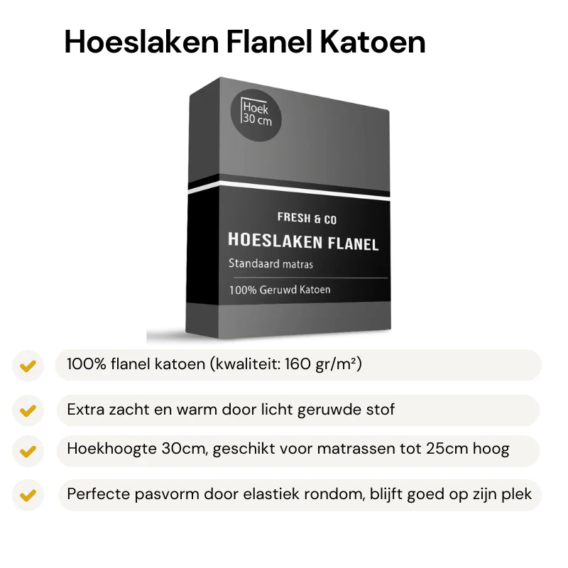 Hoeslaken - Flanel Katoen - Antraciet - Image 3