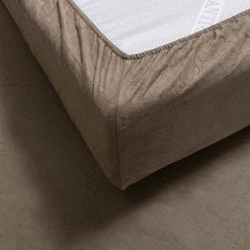 Splittopper Hoeslaken Katoen Flanel - Truffel - Image 4