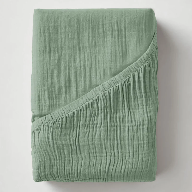 Hoeslaken Katoen Mousseline - Groen - Image 3