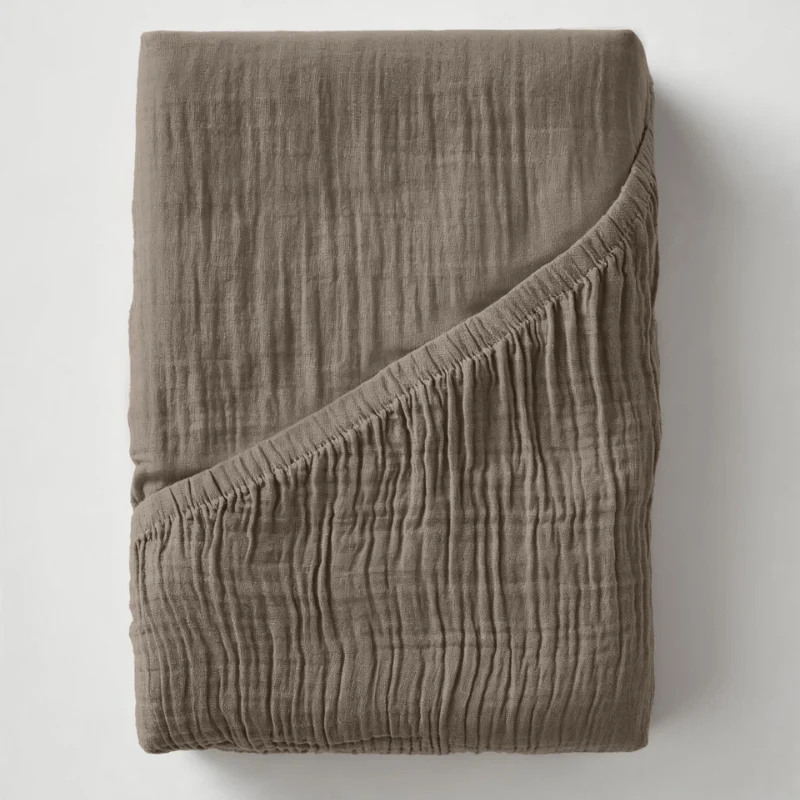 Hoeslaken Katoen Mousseline - Taupe - Image 3