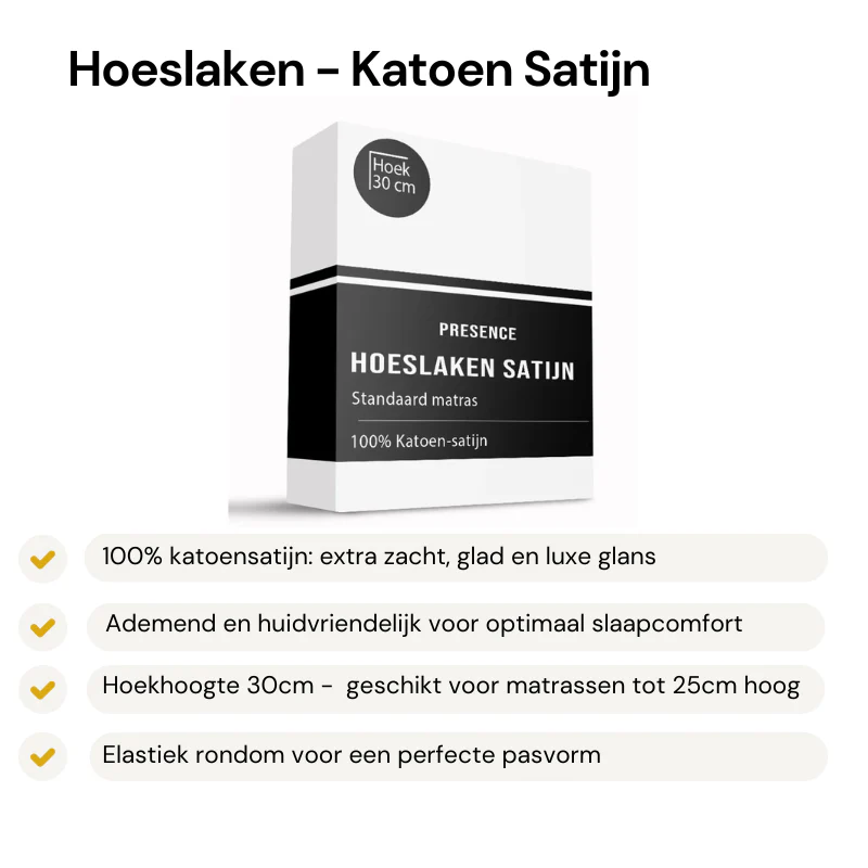 Hoeslaken - Katoen Satijn - Wit - Image 3