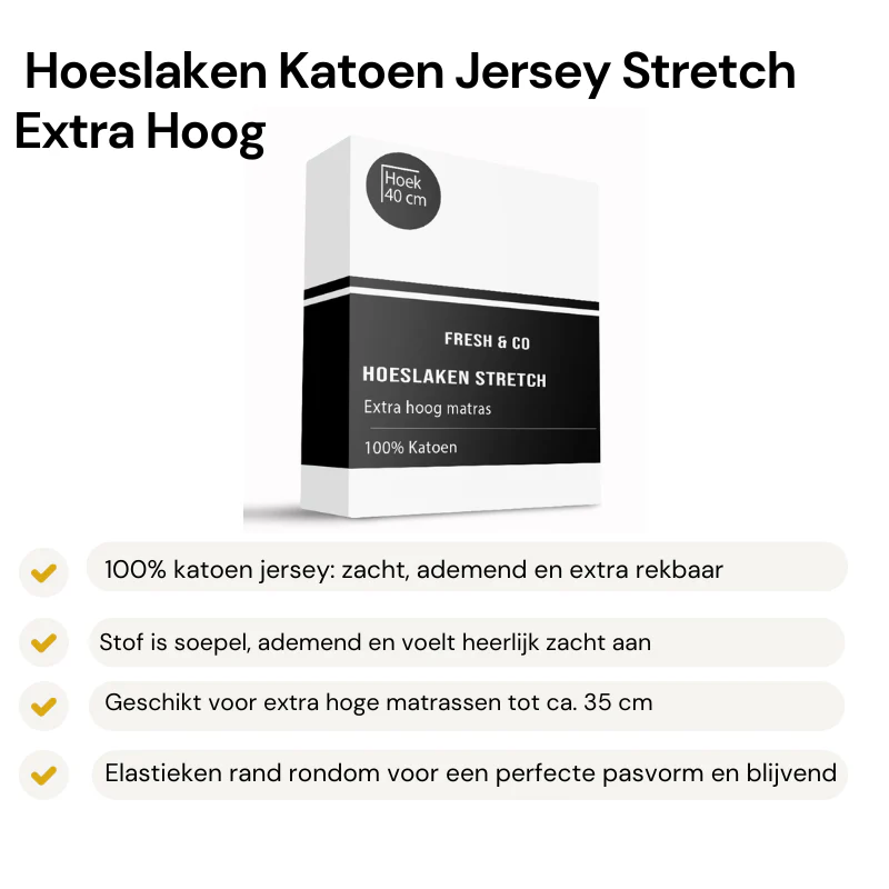Hoeslaken - Katoen Jersey Stretch - Extra Hoog - Wit - Image 2
