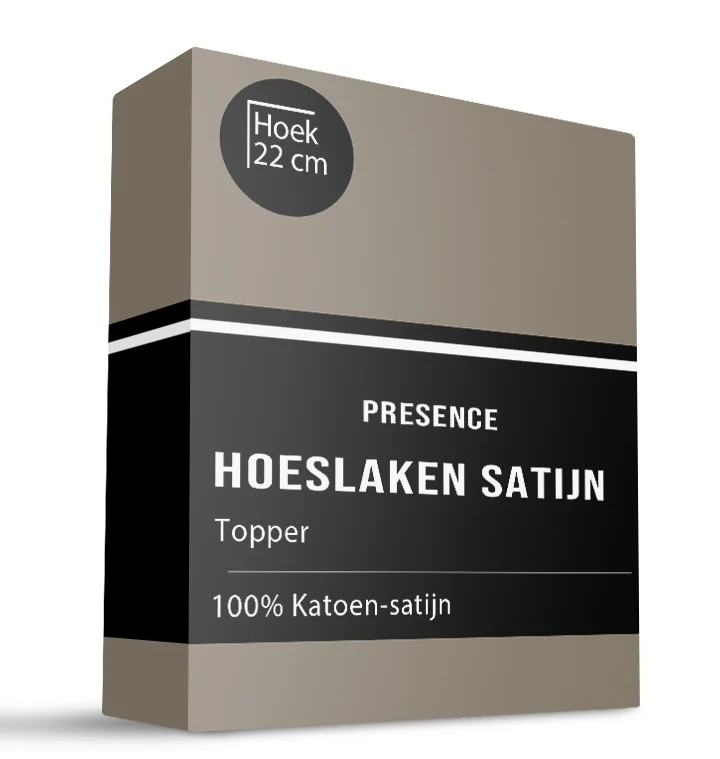 Topper Hoeslaken - Katoen Satijn - Truffel