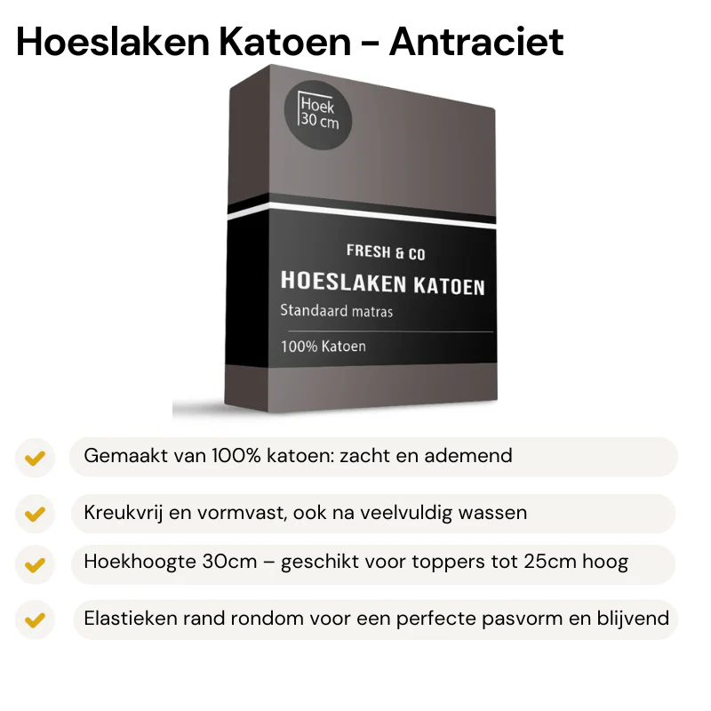 Hoeslaken - Katoen - Antraciet - Image 4