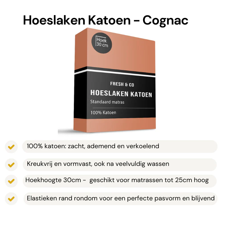 Hoeslaken -  Katoen - Cognac - Image 2
