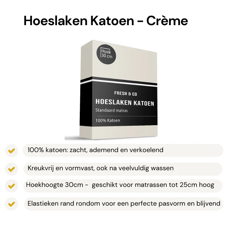Hoeslaken - Katoen - Crème - Image 2
