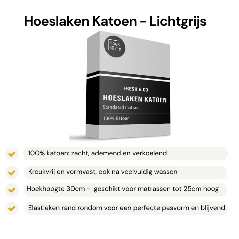 Hoeslaken - Katoen - Lichtgrijs - Image 2