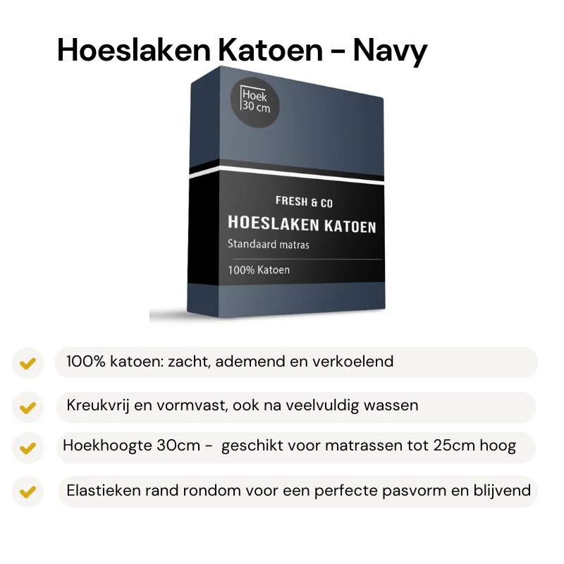 Hoeslaken -  Katoen - Navy - Image 2