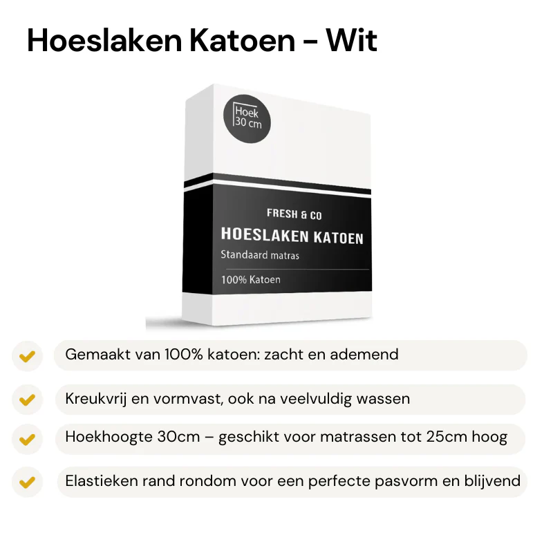 Hoeslaken - Katoen - Wit - Image 2