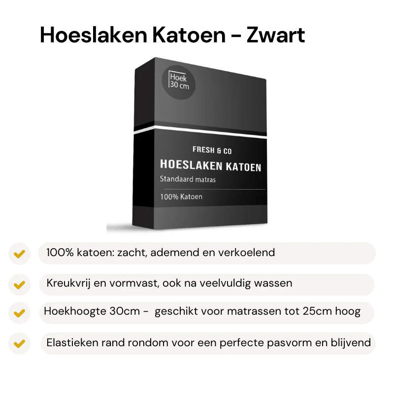 Hoeslaken - Katoen - Zwart - Image 2