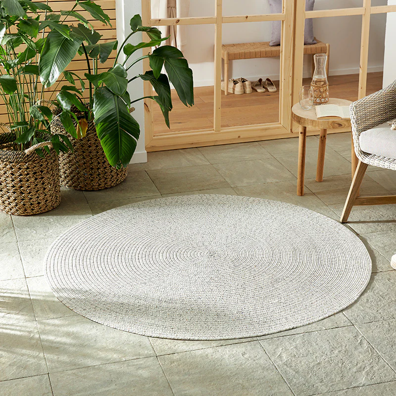 Jute Buitenkleed Braids Rond - Grijs