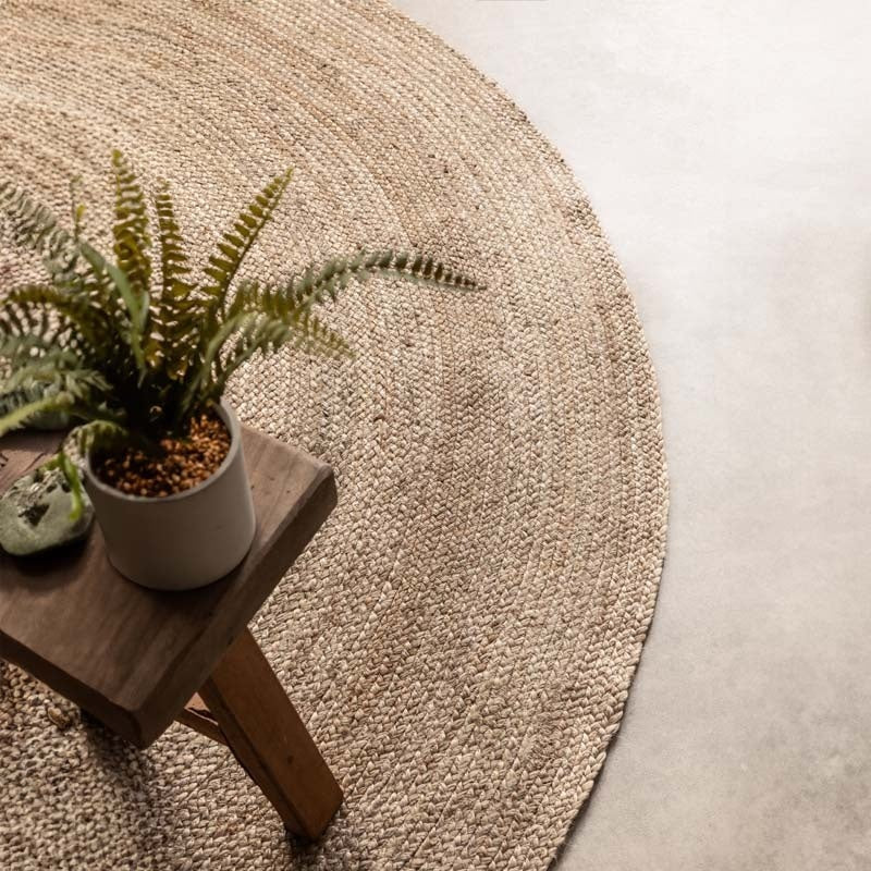 Jute Vloerkleed Geweven - Rond - Bruin - Image 2