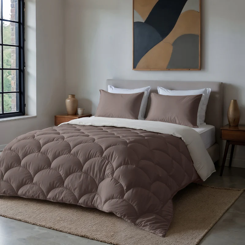 Lazy Dekbed Zonder Overtrek - Double Face - Bruin/Off White - Image 5