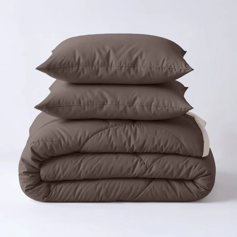 Lazy Dekbed Zonder Overtrek - Double Face - Bruin/Off White - Image 6