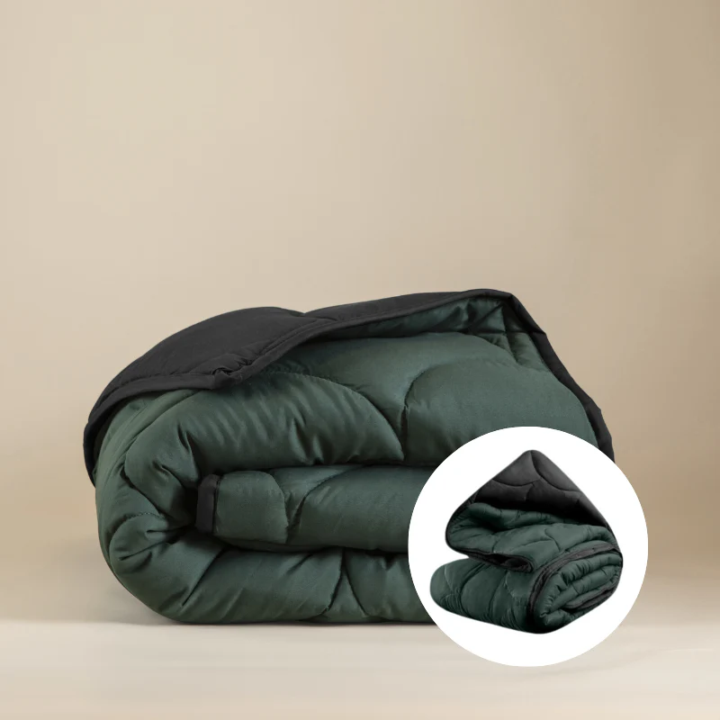 Lazy Dekbed Zonder Overtrek - Double Face - Zwart/Donkergroen - Image 6